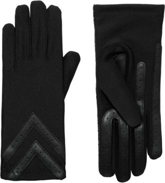 Isotoner Womens Smartdri Smartouch 3 Button Length Chevron Gloves In Black