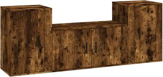 Berkfield Home 3 Piece TV Cabinet Set Smoked Oak Engineered Wood in Brown