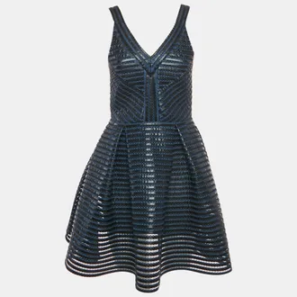 Maje Navy Blue Mesh Rosemount Mini Dress