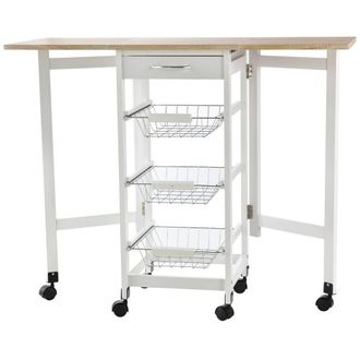 HOMCOM Carrito de cocina 97.2x37x77.5 cm blanco y roble
