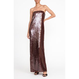Staud Casey Sequin Strapless Dress in Bronze at Nordstrom, Size 6