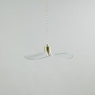 Maisons du monde L&aacute;mpara de techo de vidrio transparente con borde dorado