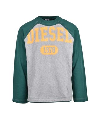 Diesel Color Block Crewneck Sweatshirt With Bold Graphic Detail