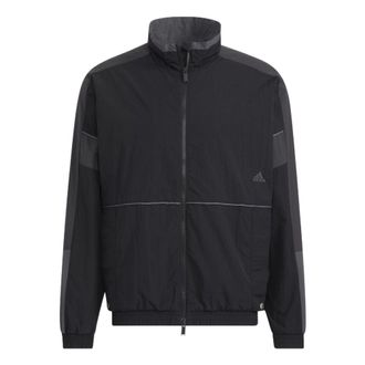 adidas Contrast Color Stitching Long Sleeves Sports Jacket Black HD0077
