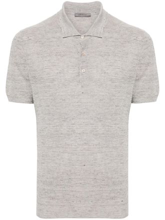 Corneliani short-sleeve knitted polo shirt - men - Silk/Linen/Flax - 54 - Grey
