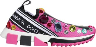 Dolce & Gabbana Pink Sorrento Crystals Low Top Sneakers Womens Shoes