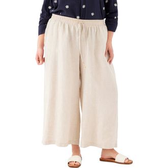 Karen Kane Wide Leg Drawstring Linen Pants in Oatmeal at Nordstrom, Size 2 X