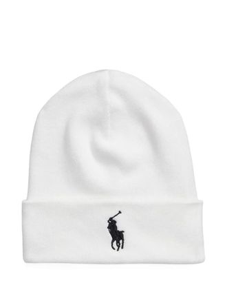 Polo Ralph Lauren logo-detail beanie hat - White