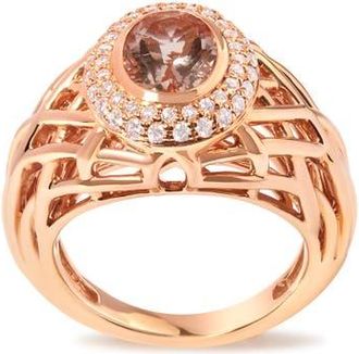 House of Brilliance 14K Gold Morganite & 3/8 Cttw Diamonds Cocktail Ring in Pink at Nordstrom