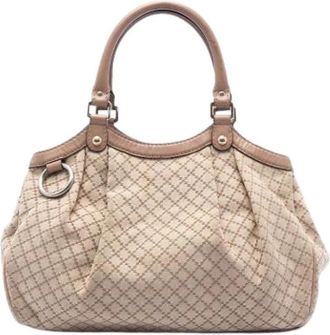 Gucci Pre-owned Handbags, female, Beige, Size: ONE SIZE Pre-owned Sukey Tote
