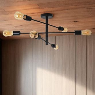 Pagazzi Gosto 6 Light Semi Flush Ceiling Light Black