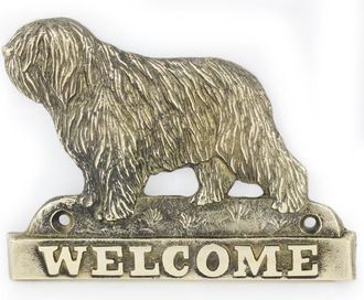 OEM Perro Pastor Polaco De Llanura, Pon: Placa De Bienvenida De Lat&oacute;n Con Un Perro, Placa De Bienvenida &Uacute;nica Con La Palabra Welcome De Art-dog
