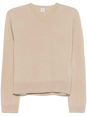 Toteme V-neck knit sweater - women - Cashmere - S - Neutrals