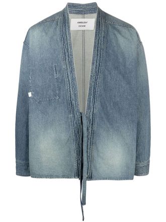 AMBUSH tie-fastening denim jacket - men - Cotton - M - Blue