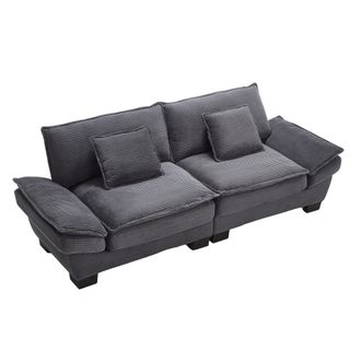 STILVORA Sof&aacute; Recto 2 Plazas En Terciopelo Con Brazos Acolchados, Asiento Profundo, Estructura De Madera, Gris Oscuro