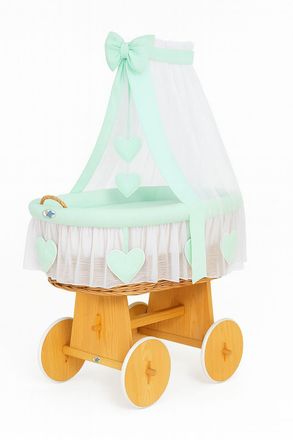 OEM Mois&eacute;s De Mimbre Amelia Con Dosel - Ropa De Cama Natural Y Menta