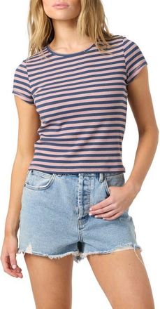 O'Neill Stripe Baby Tee in Deauville Mauve at Nordstrom, Size Xx-Large