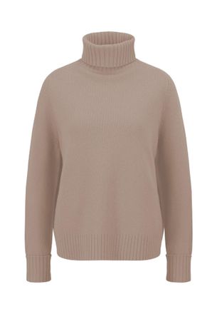 Fynch-Hatton Rollkragenpullover FYNCH-HATTON, Damen, Gr. XL, grau (grau taupe), Obermaterial: 100% Baumwolle, regular fit, Pullover Rollkragenpullover, mit gerippt