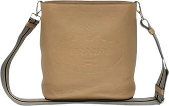 Prada Pre-owned Cross Body Bags, female, Beige, Size: ONE SIZE Pre-owned Leather Cross Body Bag