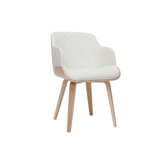 Miliboo Silla De Dise&ntilde;o Blanca Y De Madera Clara Lucien