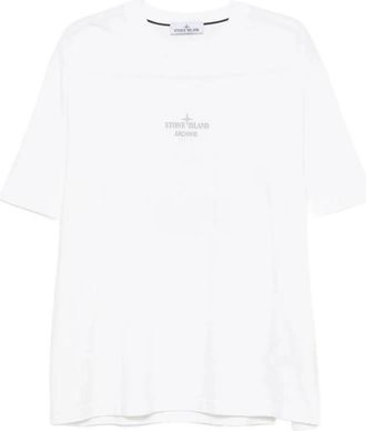 Stone Island Tops, Heren, Wit, L, T-Shirts