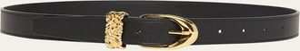 Bottega Veneta Leather Belt W/ 14-Karat Gold Buckle