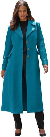 Roaman's Plus Size Long Tailored Wool Blend Coat in Deep Teal at Nordstrom, Size 22