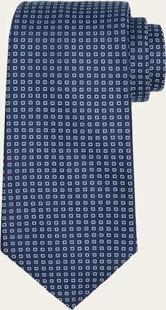 Kiton Mens Micro-Geometric Silk Sevenfold Tie