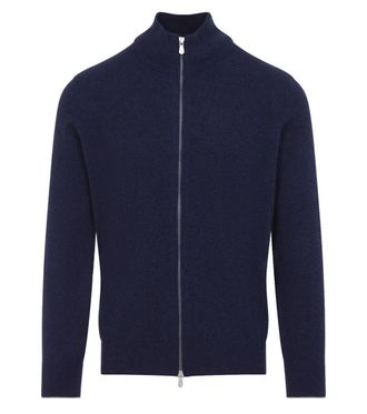 Brunello Cucinelli Navy Blue Zip Up Cardigan