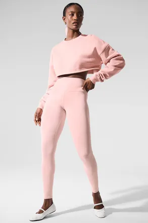 【新品未使用タグ付き‼️】alo yoga pink XSサイズ Pink Alo Yoga Hooded Running top XS