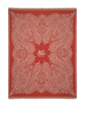 Etro Home Wollen deken met logo-jacquard (180 cm x 140 cm) - Rood