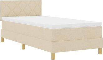 vidaXL Box Spring Bed with Mattress Cream 90 x 190 cm Fabric vidaXL