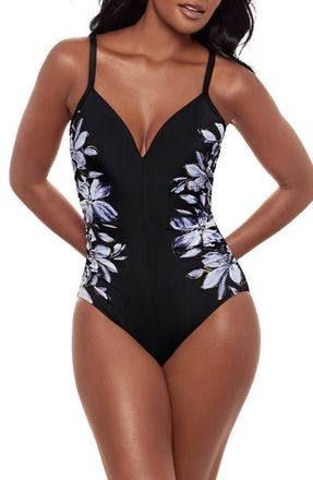 Miraclesuit Fiore Di Luna Temptation One-Piece Swimsuit in Black/White at Nordstrom, Size 6