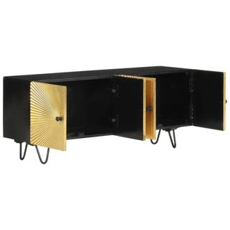 Berkfield Home TV Cabinet 110x30x45 cm Solid Wood Mango in Black | Size: 110 x 30 x 45 cm