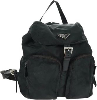 Prada Pre-owned Backpacks, female, Black, Size: ONE SIZE Pre-owned Nylon Backpack