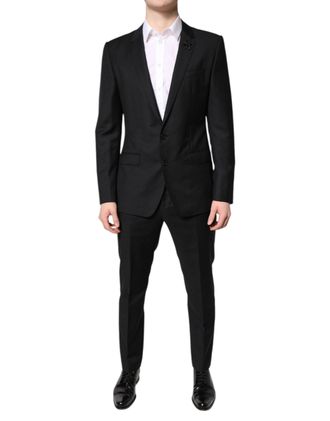 Dolce & Gabbana Mens Black Wool Single Breasted 2 Piece Suit Virgin
