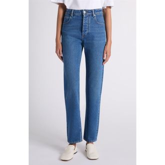 Bottega Veneta Straight Leg Jeans in 4300 Mid Blue at Nordstrom, Size 6 Us