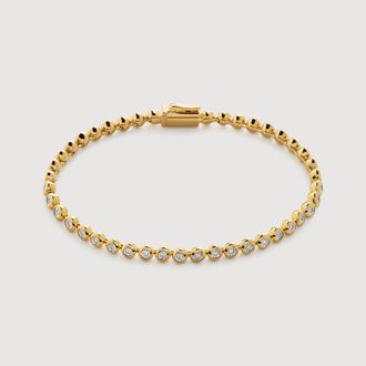Monica Vinader Gold Round Diamond Tennis Bracelet Lab Grown Diamond