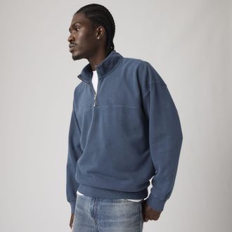 Levi's Marina Quarter Zip Sweatshirt - Mens - XL - Blue