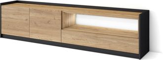 Skraut Home Skraut Home - Mueble Tv, Televisi&oacute;n, Muebles De Sal&oacute;n, Almacenaje, 207x37x50cm, Para Tv Hasta 80, Led, Estilo Moderno, Roble Y Negro