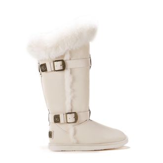 Australia Luxe Womens Tsar Tall Satin Pale - White Sheepskin - Size UK 6
