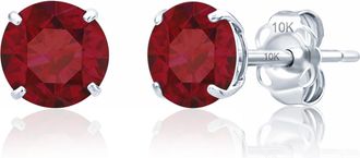 MAX + STONE 10k Yellow or White Gold 6mm Round Solitaire Gemstone Stud Earrings