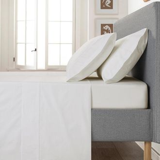 Casa da Laura S&aacute;banas 100% algod&oacute;n 400 hilos marfil cama 150/160 1 almohada 45 x