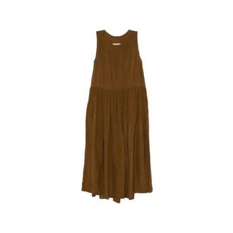 Uma Wang Maxi Dresses, female, Brown, Size: M V-back Draped Dress