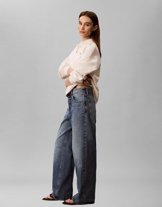 Calvin Klein Jeans Jeans larghi a vita bassa blu tinto