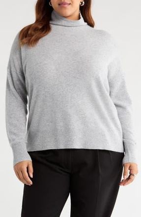 Nordstrom Oversize Cashmere Turtleneck Sweater in Grey Silk Heather at Nordstrom Rack, Size 2X