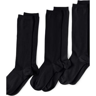 Lands End 3-Pack Everyday Basic Trouser Socks in Black at Nordstrom, Size Large