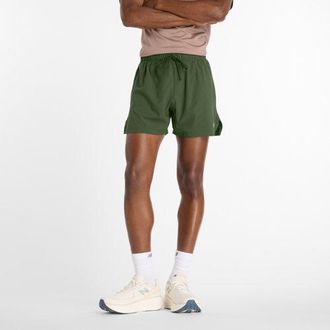 New Balance Uomo RC Short 5 in Verde, Politessuto, Taglia XL