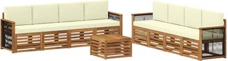 vidaXL Conjunto De Sof&aacute;s De Exterior 9 Uds. Natural Y Crema Vidaxl