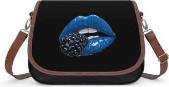 Generic Blue Womens Lips with Berry Fashion Womens Crossbody Bags Novelty Handbag Shoulder Bag Purse